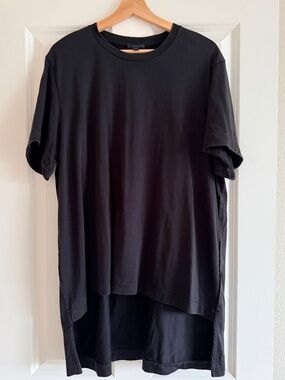 COS Womens Size L Boxy Oversized High Low Cotton Blend Crewneck T-Shirt Chic